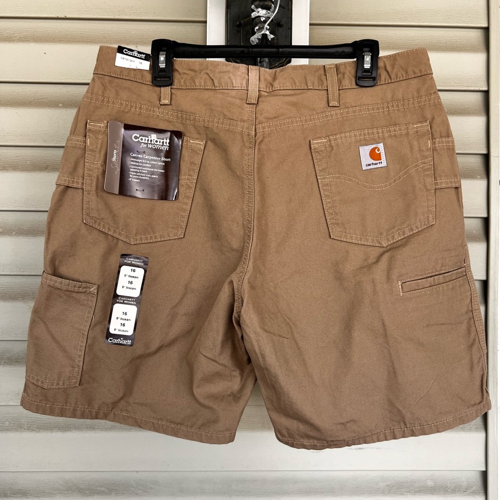 Carhartt Canvas Carpenter Shorts Womens Size 16 WB190GKH Tan NWT 34x8-measured